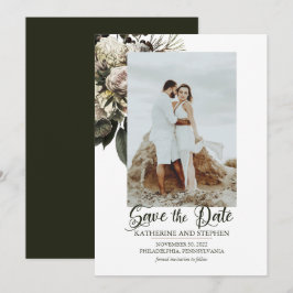 Boho Dusty Pink Floral Bouquet Foto Save The Date