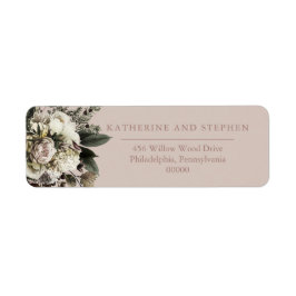 Boho Dusty Pink Floral Bouquet Wedding Label
