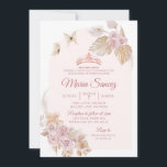 Boho Dusty Pink Floral Mexican Quinceañera Einladung<br><div class="desc">Boho Dusty Pink Floral Mexikanischer Quinceañera Einladung</div>