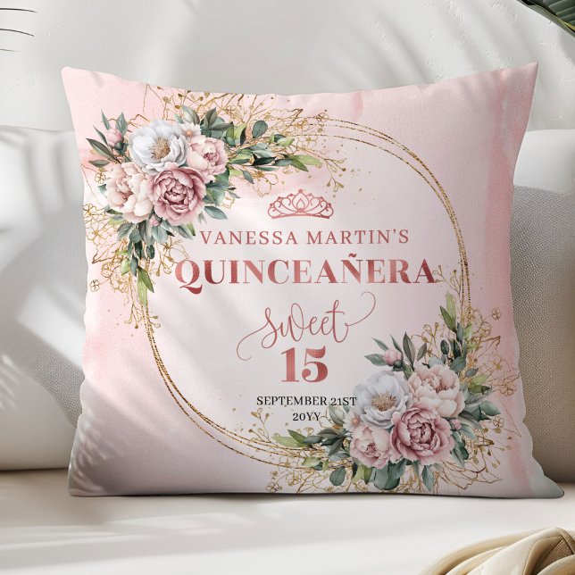 Boho Dusty Pink Flowers Greenery Best Gift Quince Kissen (Dusty Pink Flowers Greenery Best Gift Quince Pillow)