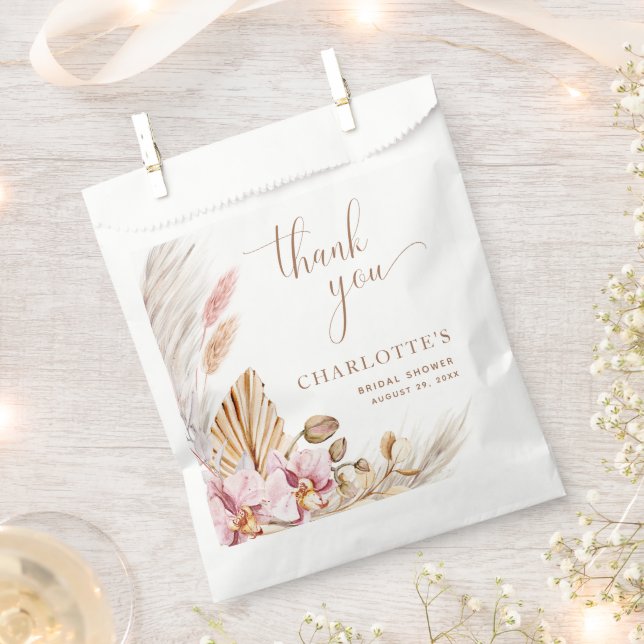 Boho Dusty Pink Gold Pampas Grass | BRAUTPARTY Geschenktütchen (Ausgeschnitten)