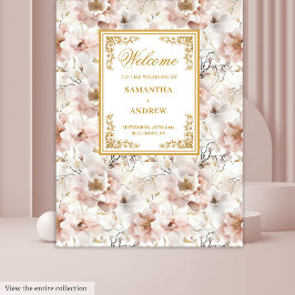 Boho Dusty Pink Ivory Gold Wedding Tapest Wandteppich