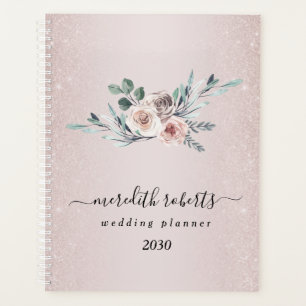 Boho Dusty Pink Rosen Taft Glitter Einjährig Planer