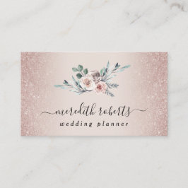 Boho Dusty Pink Roses Blush Glitzer Business Card Visitenkarte
