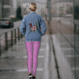 Boho Dusty Pink Yellow Botanicals Leggings