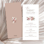 Boho Dusty rosa Blume Pampas Grass Wedding Menükarte<br><div class="desc">Die Boho Dusty Pink Dried Blume, Pampas Grass, Blumenkraut Hochzeitsmenü, eine bezaubernde Ode an böhmische Romantik und rustikale Eleganz. Die Speisekarte ist mit feinen, getrockneten Blume und whimsicalem Pampas-Gras geschmückt und spiegelt den Herbst in den staubigen rosa Farbtönen und dem Blumenkranz-Motiv wider, das sich ideal für Paare eignet, die eine...</div>