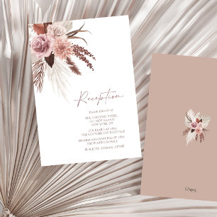 Boho Dusty rosa getrocknete Blume Hochzeitsempfang Begleitkarte
