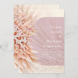 BOHO Dusty Rose Coral PAMPAS GRASS Hochzeit Einladung