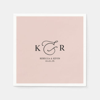 Boho Dusty Rose Elegante Monogram Wedding Napkins Serviette