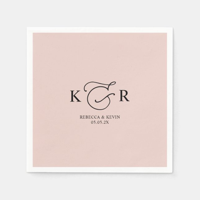 Boho Dusty Rose Elegante Monogram Wedding Napkins Serviette (Vorderseite)