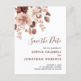 Boho Dusty Rose Eucalyptus Floral Save the Date Ankündigungspostkarte