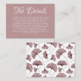 Boho Dusty Rose Ginkgo Angaben zur botanischen Hoc Begleitkarte