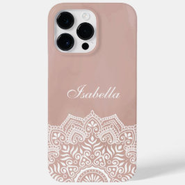 Boho Dusty Rose Mandala Individuelle Name Case-Mate iPhone 14 Pro Max Hülle