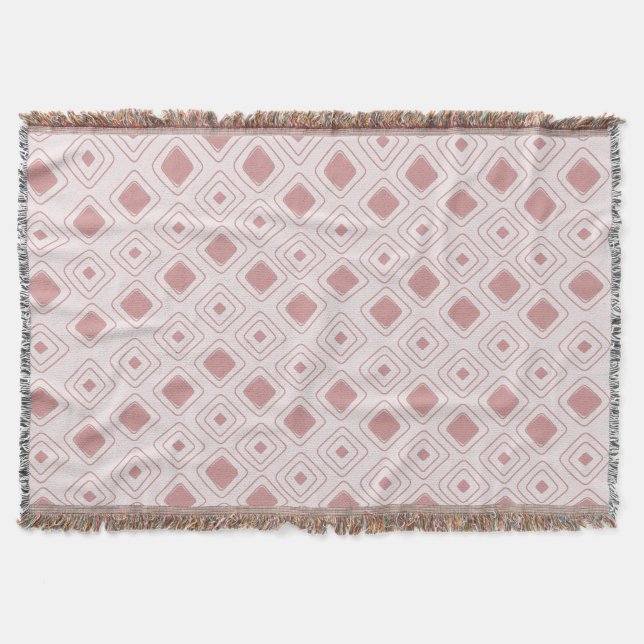 Boho Dusty Rose Tribal Geometric Aztec Muster Decke (Vorderseite)