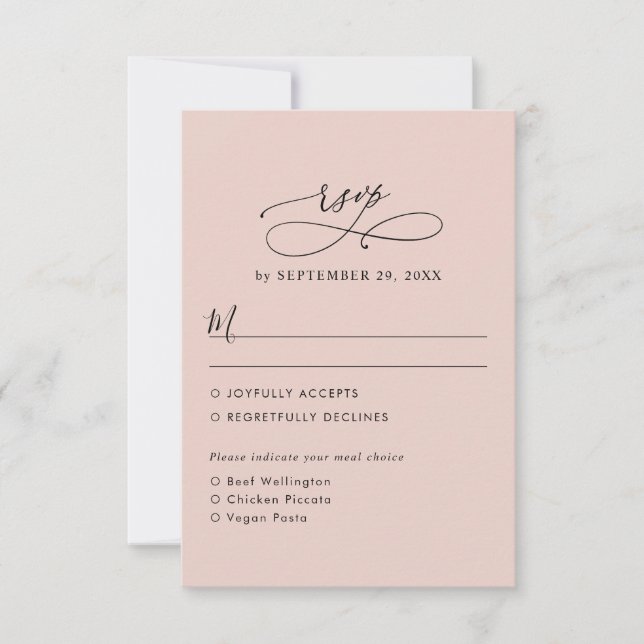Boho Dusty Rose Wedding Meetings Optionen RSVP Kar (Vorderseite)