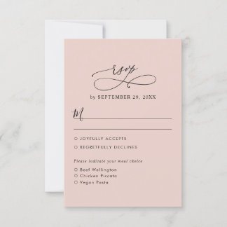 Boho Dusty Rose Wedding Meetings Optionen RSVP Kar Karte