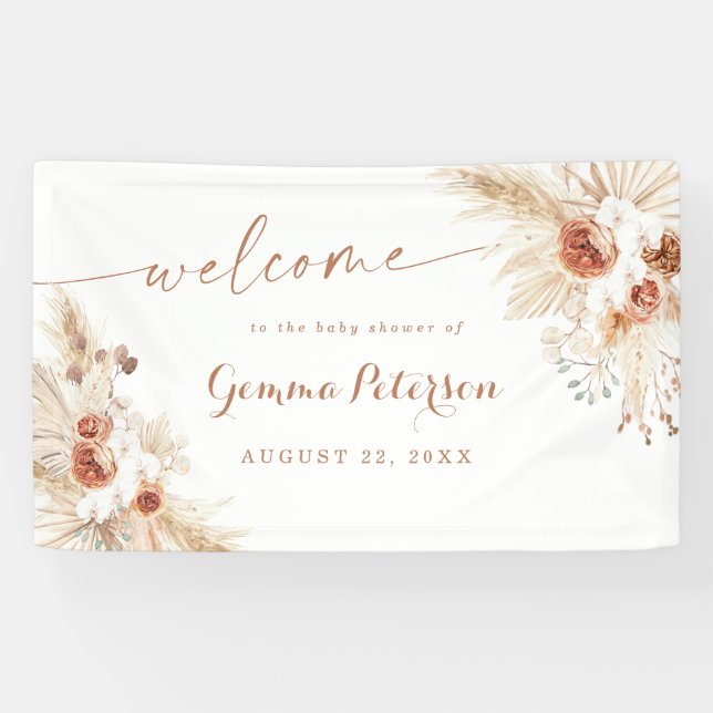 Boho Duwer Pampas Grass Begrüßungszeichen Banner (Horizontal)
