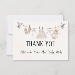 Boho Earth Pink Girl Dankeschön Card Baby Dusche RSVP Karte
