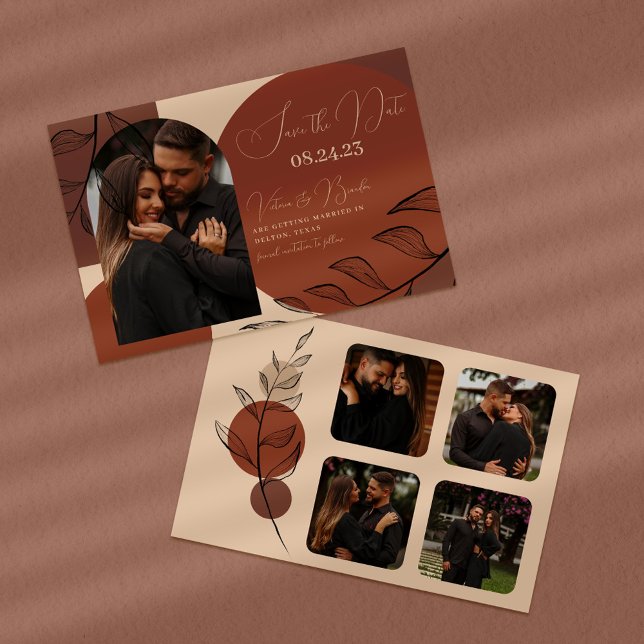 Boho Earth Tone Arch Foliage Terracotta Wedding Save The Date (Von Creator hochgeladen)