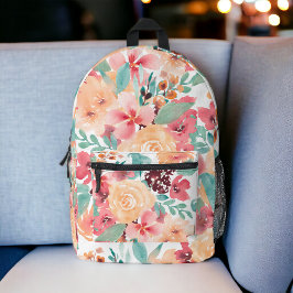 Boho earth tone floral yellow vintage botanical bedruckter rucksack