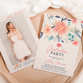 Boho earth tone florfarbenes Foto Abschluss Einladung