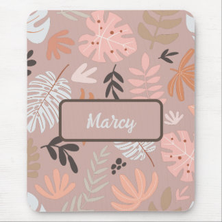 Boho Earthtone Tropische Blätter Personalisiert Mousepad