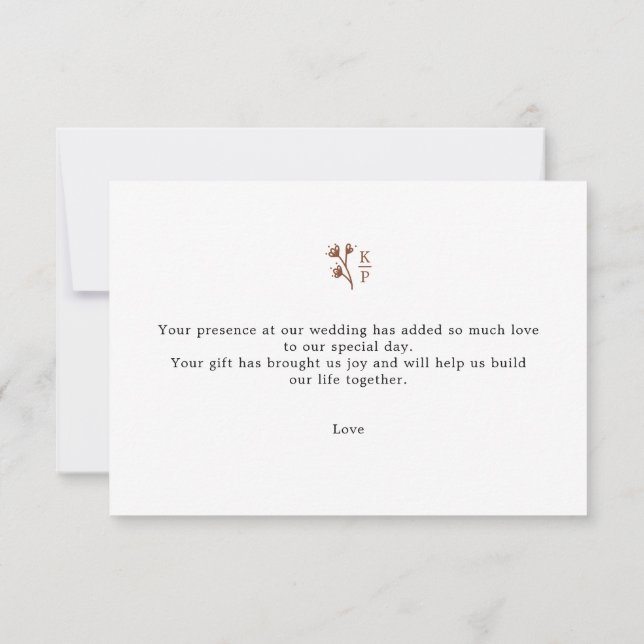 Boho Earthy Botanical Elegant Ivory Dankeskarte (Rückseite)