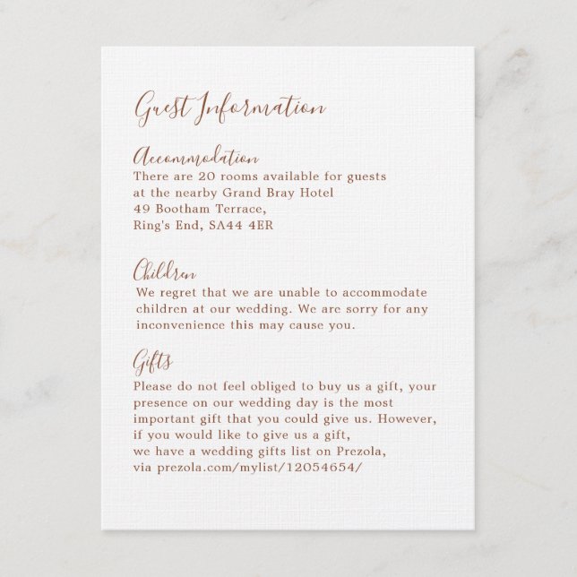 Boho Earthy Botanical Elegant Ivory Guest Begleitkarte (Vorderseite)