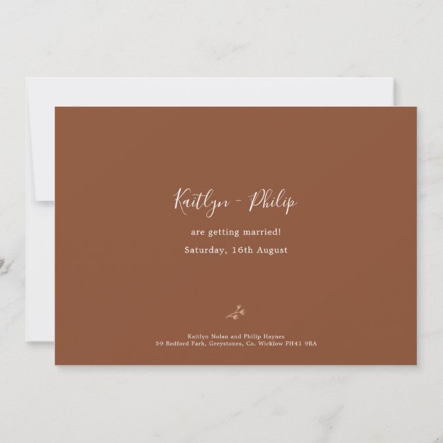 Boho Earthy Botanical Elegant Ivory Save The Date (Rückseite)
