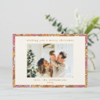 Boho Earthy Ochre Orange Floral Christmas Foto