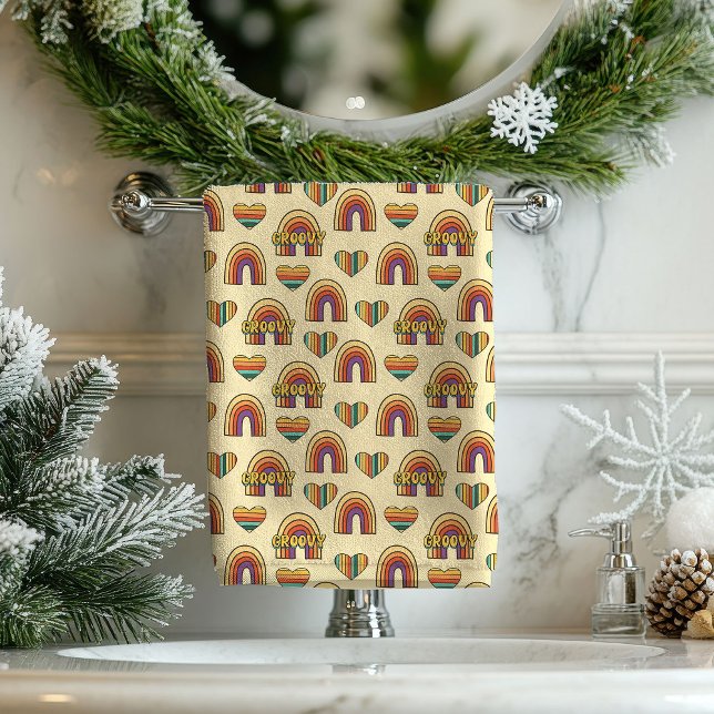 Boho Eclectic Towel 70s Retro Vibes for Bath Badhandtuch Set (Boho Eclectic Towel 70s Retro Vibes for Bath)