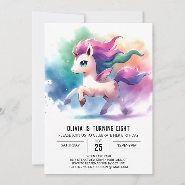 Boho Editable Horse Birthday Einladung (Vorderseite)