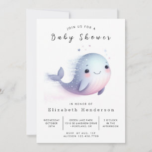 Boho Editable Whale Baby Shower Einladung