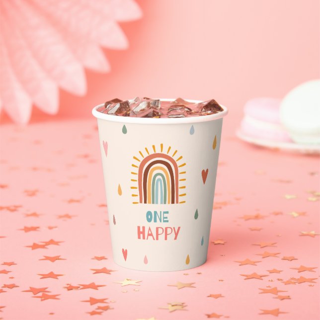 Boho Ein erster Geburtstag Rainbow Pappbecher (Insitu)