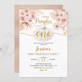 Boho ein kleiner Kürbis macht einen Geburtstag Einladung