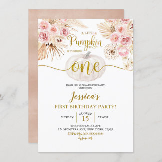 Boho ein kleiner Kürbis macht einen Geburtstag Einladung