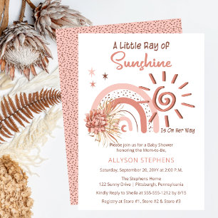 Boho Ein wenig Ray der Sonnenschein-Girl-Babydusch Einladung