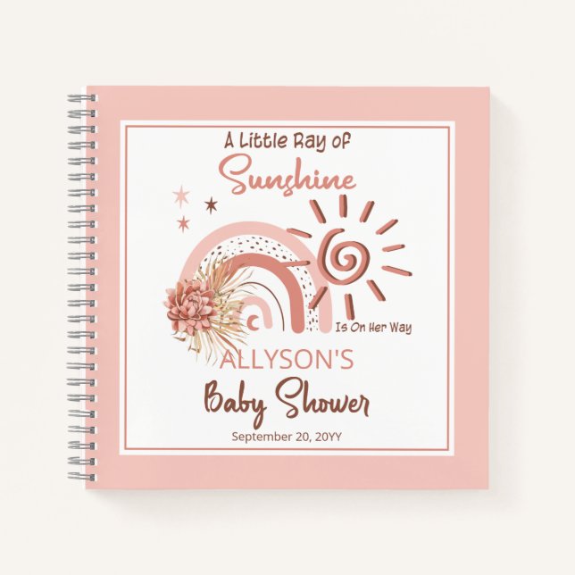 Boho Ein wenig Ray der Sonnenschein-Girl-Babydusch Notizbuch (Vorderseite)