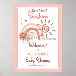Boho Ein wenig Ray der Sonnenschein-Girl-Babydusch Poster
