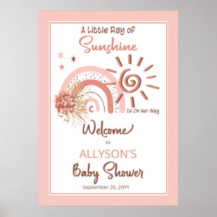 Boho Ein wenig Ray der Sonnenschein-Girl-Babydusch Poster