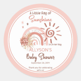 Boho Ein wenig Ray der Sonnenschein-Girl-Babydusch Runder Aufkleber