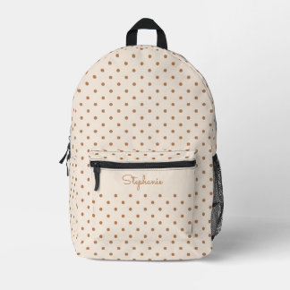 Boho Einfach Modern Neutral Gepunktet Beige Name Bedruckter Rucksack