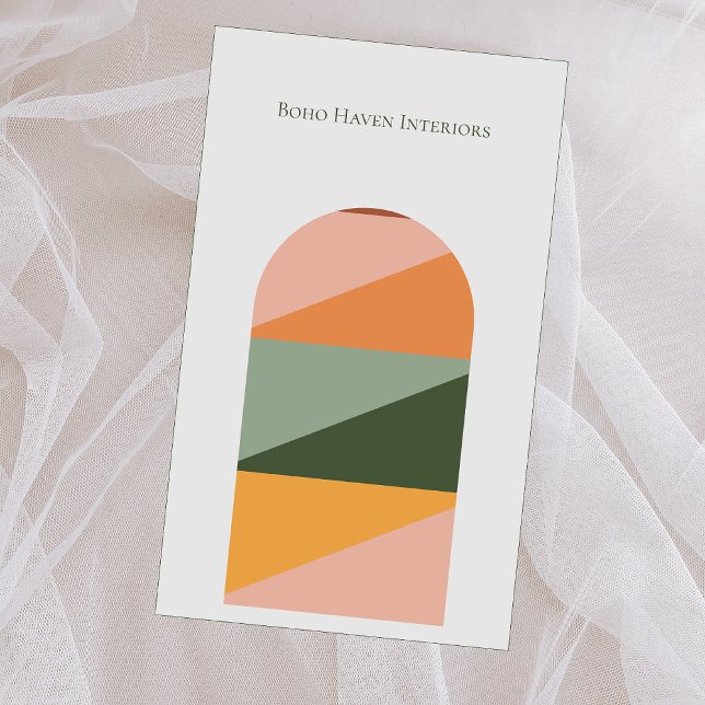 Boho Einfache Minimalistische Abstrakte Logo QR Co Visitenkarte (Von Creator hochgeladen)