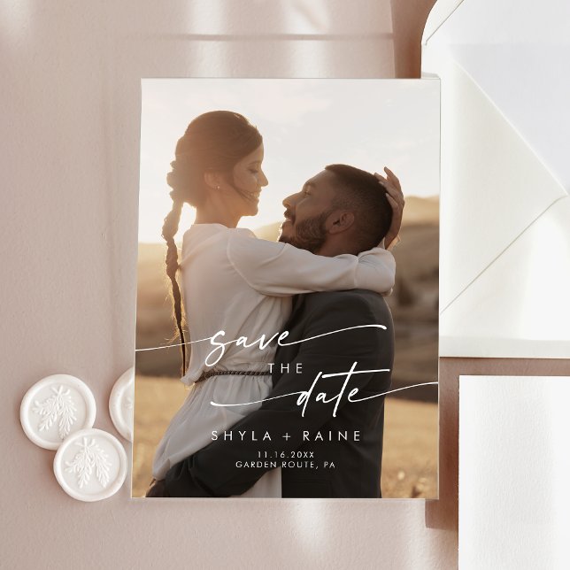 Boho Einfaches Foto Akrolische Hochzeit Sichern Si Acryleinladungen (Boho Simple Photo Acrylic Wedding Save the Date Acrylic Invitations)