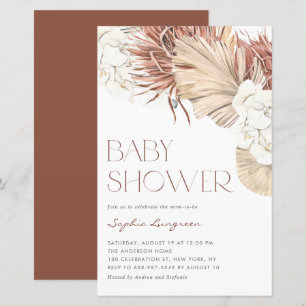 Boho-Einladung zur Babyparty mit getrockneter Palm