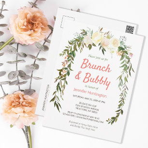 Boho-Einladung zur Brunch- und Bubbly-Hochzeitsdus Postkarte