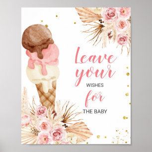Boho-Eis-Baby-Shower-Wünsche für Babyschild   Poster