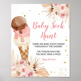 Boho Eis Pampas Grass Baby Sock Hunt Poster