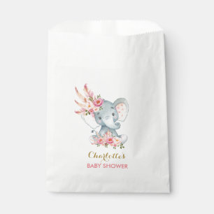 Boho Elefant-Bohemische rosa Blumenbaby-Dusche Geschenktütchen