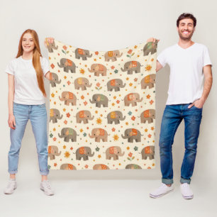 Boho-Elefant Fleecedecke